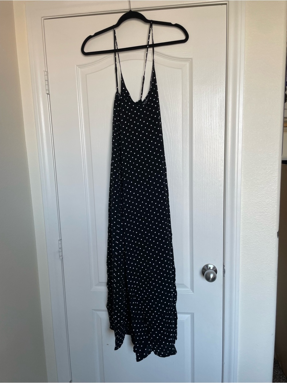 Old Navy Black Polka Dot Maxi Slip Dress